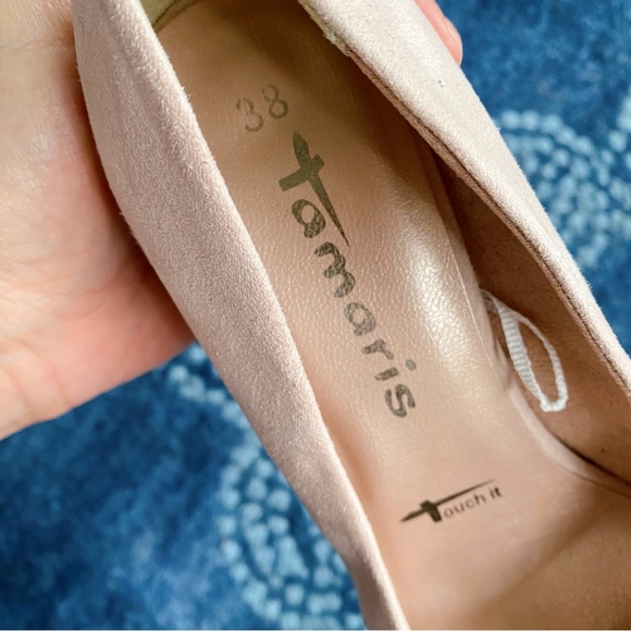 🌸 TAMARIS BLUSH FAUX SUEDE HEELED PUMPS! - Picture 6 of 9